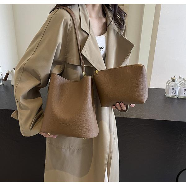 Casual Crossbody Bucket Bag with Two Large Wallets Stylish for Women